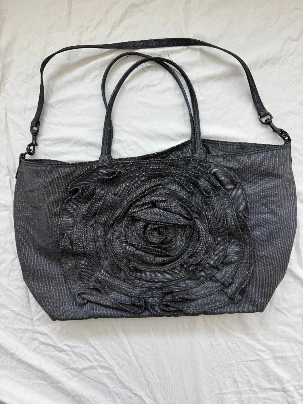 Valentino Garavani Petale Rose Tote Black Denim Spring 2010